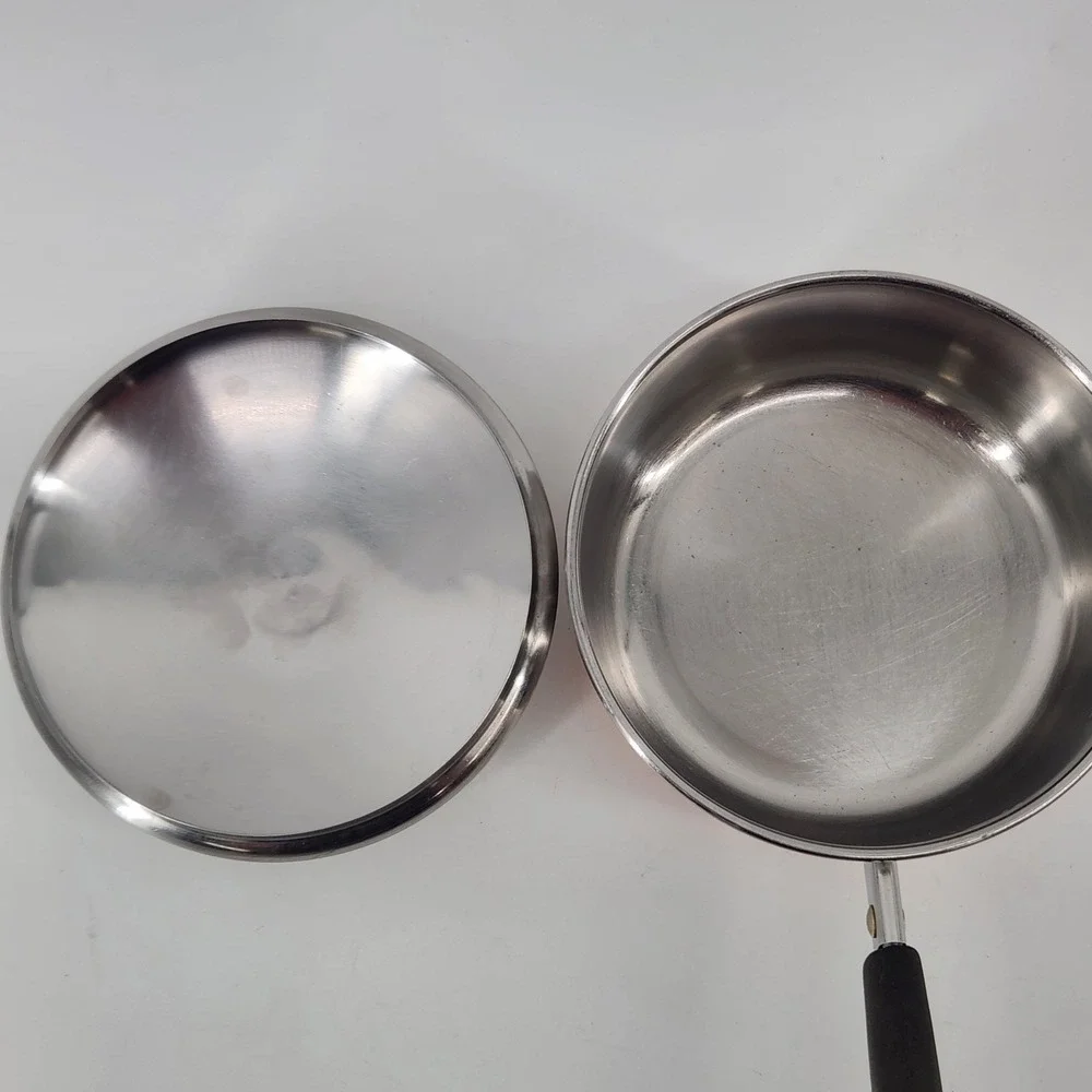 Vintage Revere Ware 1 Qt Copper Bottom Saucepan with Lid Stainless Steel USA 84